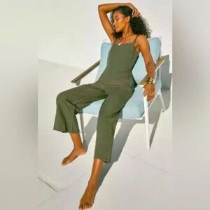 Anthropologie Jumpsuit Women Linen Wide Leg Overalls Boho Retro Medium